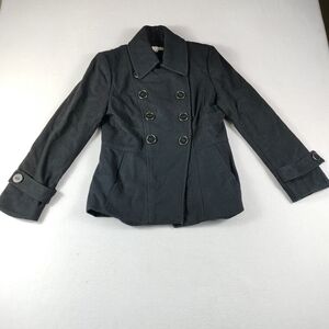 Kenneth Cole Wool Blend‎ Peacoat Woman's 8 Black New York Full Button Jacket